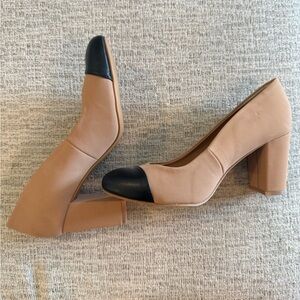 Torrid Black and Tan Heels Classic Block Pumps 8w
